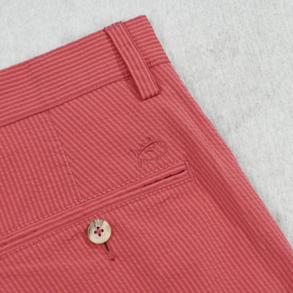 Southern Tide Shorts Mens 34 Pink Seersucker Striped Skipjack Logo